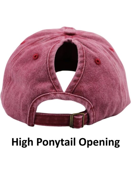 〽️Women Fabric Wine High Ponytail Baseball Cap Trucker Bad Hair Day Adjustable main image 4